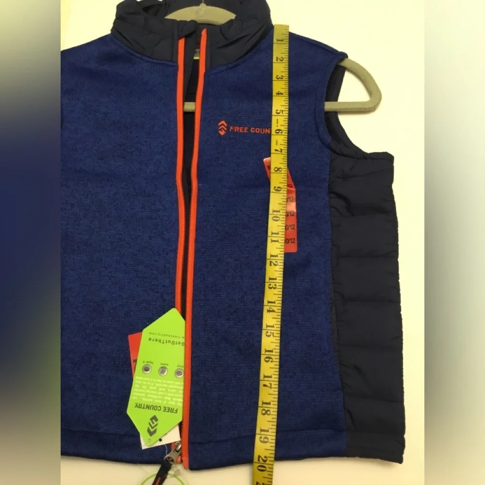 Free Country Blue and Black Vest with Orange Zipper
